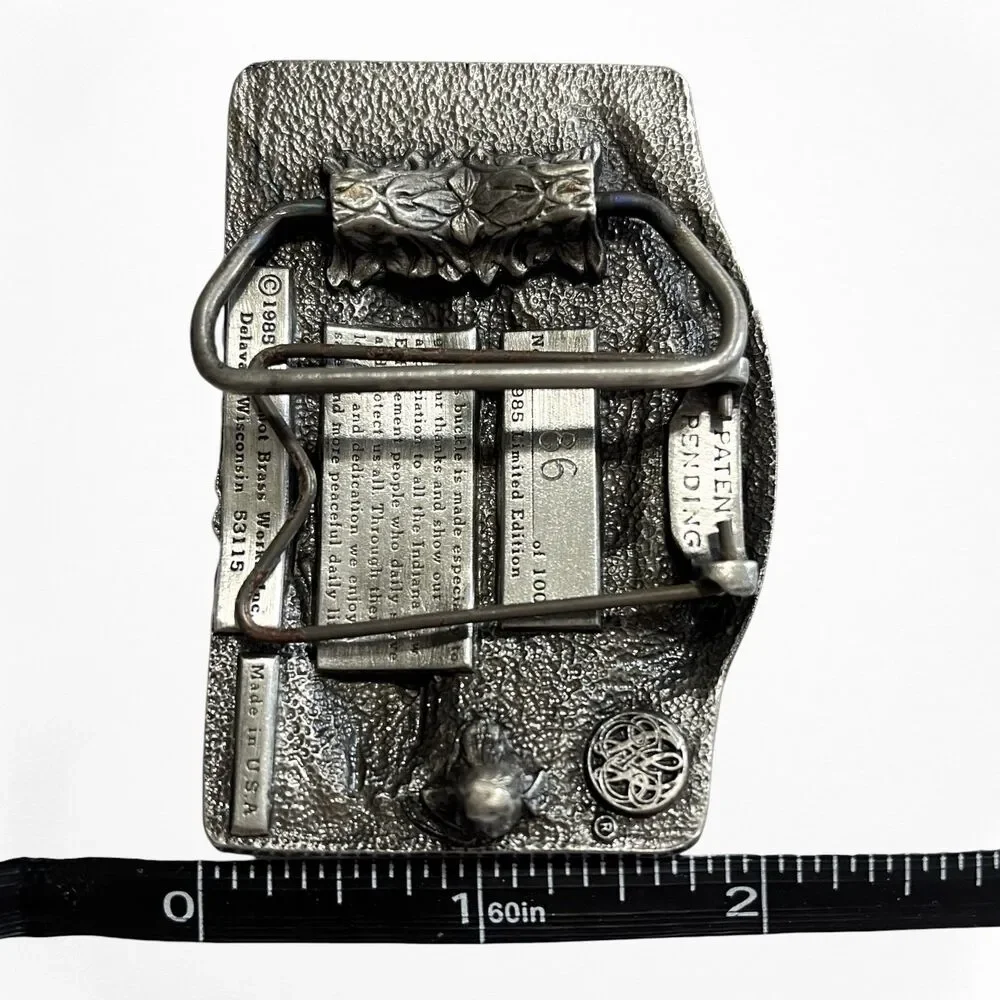 Bergamont Belt Buckle Indiana Law Enforcement Pewter 1985 Commemorative Police